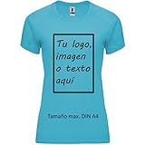 rainup Technisches T-Shirt, personalisierbar, Laufshirt für Damen, kurze Ärmel, Direktdruck (DTG) – Sie können Ihren Satz, Logo oder Ihr personalisiertes Bild hinzufügen, Türkis M