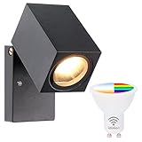 proventa® SwiveLight Außenleuchte schwarz IP44 inkl. Smart Home Spot RGBW