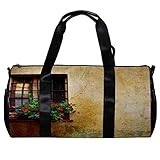TIZORAX Seesack für Damen und Herren, Vintage-Stil, Fenster bei Pienza City, Mauer, Italien, Sport, Fitnessstudio, Reisetasche, Outdoor, Gepäck, H