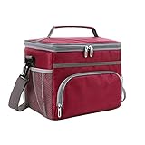 MERSHAO Kühlerbeutel,15L-Picknick-Kühlbeutel mit Harter Liner und Verstellbarer Schultergurt,großer isolierter Lunch-Tasche for Camping/BBQ/Reisen/Familien-und Outdoor-Aktivitäten-grau (Color : Red)