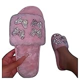 Dasongff Hausschuhe Damen Plüsch Pantoffeln Gemütlich Offener Zeh Flauschige Sandalen Memory Foam Sohle Slide Slipper Schuhe Slippers Haus Kuschelig Hausschuhe Hauspantoffeln für Indoor O