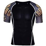 Muskelshirt Herren Kurzarm Basic Rundhals Herren Shirt Sommer Mode Druck Herren T-Shirt Sport Wicking Schweiß Absorbieren Gym Herren Laufshirt G-007 S