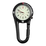 Hemobllo Quarzuhr mit Clip aus Legierung Nachtlicht Rucksack Unisex Gürtel Schnalle Uhr schwarz mit weißem Zifferblatt Ideal für medizinische Kranken-Messungen (schwarz)