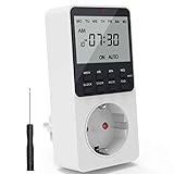 RATEL Digitale Elektronische Zeitschaltuhr Steckdose, Programmierstecker mit Reset-Tool und Anti-Diebstahl-Zufallsmodus-Anzeige und 2 Countdown-Funktionen Großes LCD Digitaler T