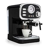 Klarstein Espressionata Gusto Espressomaschine, Siebträgermaschine mit 1100 W, 15 Bar Druck, Siebträger Kaffeemaschine, Volumen Wassertank: 1 Liter, abnehmbares Tropfgitter aus Edelstahl, schw