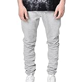 Xmiral Einfarbig Jogginghose Für Herren Bleistifthose Mit Kordelzug Elastische Taille Sporthose Schlupfhose (Grau, XXL)