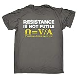 Resistance is Not Futile T-Shirt Nerd Electrician Science Funny Birthday Gift Charcoal Grey-M