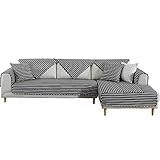 YUTJK Monochrome-gedrucktes Baumwollsofa-Pad,Sofa Überwürfe Sofabezug für L-Form Sofa Abdeckung für 1 2 3 4 5 Sitzer, Kinder, Katzen, Hunde, Pet,Schwarz_45×45cm(Kissenbezug)