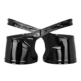 iEFiEL Herren Boxershorts Wetlook Boxer Briefs Schwarz Leder Shorts Dessous Tanga Ouvert-Panties Reizvolle Hose Schwarz M