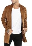 Redbridge Herren Cardigan Jacke Mantel Long Cut Wildleder-Optik Tobacco-Braun M