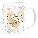 SpecialMe® Kaffee-Tasse [Wunschtext] mit Herz - soziale Berufe, Familie, Freunde kleines Dankeschön Geschenk Danke sagen Kollegin weiß Keramik-T