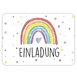 12 Einladungskarten zum Kindergeburtstag mit gestalteten Versandhüllen - Bunte Einladung zur Geburtstagsfeier – Geburtstagseinladungen – Partyeinladungen - Einladung zum Geburtstag Regenbog