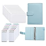 KELOO 1 Satz PU-Leder-Notizbuch A6 Ordner Budgetplaner Organizer 6 Ringbuch mit 12 Budgetblättern und 8 Zip-Taschen Passend für Rechnung, Gutscheine, Namenskarte, Kreditk