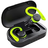 APEKX Wireless Sport Kopfhörer 5.0, IPX7 Wasserdicht, Stereo-Sound, Eingebautes Mikrofon Headset mit Magnetischen Tragbaren Ladetasche, Hände Freianruf für IOS,Andriod (Grün)