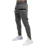 WSDZN Herren Elastische Taille Jogginghose Baumwolle Sport Jogginghose Training Freizeithose Bequem und atmungsaktiv Regular Fitnesshosen Schnürhosen der Stoff ist weich Bequem und atmungsak
