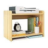 JUQI Büro Organizer Wood Desktop Bücherregal Schreibtisch Organizer Monitor Drucker Stand Büro 2 Tiere Aufbewahrungsständer Display Regal für Zuhause und Büro Lagerregale (Color : Natural)