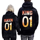 nicticsi Pärchen Hoodie Set King Queen Pullover für Paare Hoodie Partner Geschenke Liebespaar Couple Kapuzenpulli 1 Stücke A2 King-Orange M