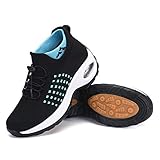 Mishansha Damen Slip on Walkingschuhe Air Fitnessschuhe für Frauen Atmungsaktive Mesh Turnschuhe Joggen rutschfest Indoor Sportschuhe Fitnessstudio Blau B, Gr.41 EU