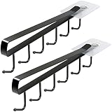 iGadgitz Home U7165 Metall Hakengestell Tassen (2er Set), Unter Regal Tassen Aufhängen, Schrankeinsatz Tassenhalter mit selbstklebendem Fixierpad -Schw