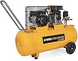 VITO Kompressor 10 bar 100 Liter, Keilriemenantrieb Druckluftkompressor 230V, 100L Kessel, 1850W 2.5PS Druckluftkompressor mit Ölschmierung 233L/Min 100L 10 bar (100B)