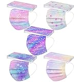 XINYIM Kinder Einwegmasken,50er Pack 3-lagig Flitereffiziente Schutzmasken Maske Bunt Einwegmaske ,Mach das Leb
