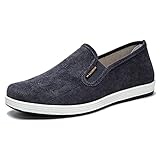 Herren-Bootsschuhe, lässig, weich, zum Reinschlüpfen, leicht, atmungsaktiv, Segeltuch, bequeme Espadrilles-Sneaker, grau, 43 1/3 EU