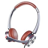 USB Headset mit Mikrofon Noise Cancelling, Stereo PC Kopfhörer für Computer Laptop Homeoffice Call Center Business Skype Teams Voip Softphone Chat, Pro Mic für Spracherkennung Dragon N