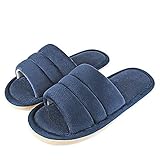 UKKO Hausschuhe Damen Womens Pelz Hausschuhe Winterschuhe Große Größe Home Hausschuhe Plüsch Frauen Indoor Warme Flauschige Baumwollschuhe-Zj-Stpm Navy Blue,10