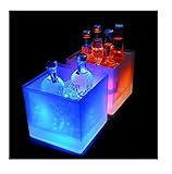 Binhe LED Ice Bucket - Color Changing LED Cooler Bucket,Double Layer Square Bar Beer Ice Bucket,Champagne Wine Drinks Beer Bucket for KTV Party Bar Home Wedding - 3.5 L / 118 O