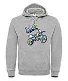 Druckerlebnis24 Hoodie - Motocross Trick Sprung Supermann - Kapuzenpullover Unisex für Kinder - Junge und M