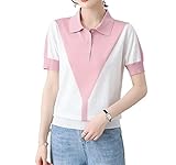 XUELINH Klassisches Kurzarm Poloshirt for Damen Sport Poloshirt Kurzarm Damen Poloshirt Damen Tshirts (Color : Pink, Size : XXL)