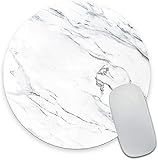 Weißes Marmor-Mauspad, Marmor-Mauspad, wasserdicht, rund, kleine Mauspads mit Designs, rutschfeste Gummi-Mauspads für Büro, Zuhause, Laptop, 20,1 x 0,3