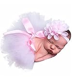 HENGSONG Rosa Foto Fotografie Outfits Baby Kostüm Tütü Rock Pettiskirt Mädchen Blumen Stirnband (Größe 1)