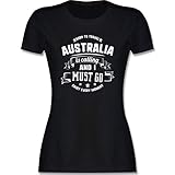 Länder Fahnen und Flaggen - Australia is Calling and I Must go Weiß - S - Schwarz - Tshirt australien - L191 - Tailliertes Tshirt für Damen und Frauen T-S