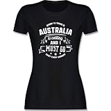 Länder Fahnen und Flaggen - Australia is Calling and I Must go Weiß - S - Schwarz - Tshirt australien - L191 - Tailliertes Tshirt für Damen und Frauen T-S