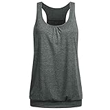 Sothread Damen ärmellos Rundhalsausschnitt lockere Passform Racerback Workout Tank Top Casual Bluse schwarz - grau - XX-Larg