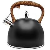 ORION Wasserkessel Wasserkocher Teekessel Flötenkessel Modern automatisch schwarz Holz-Farbe 2,5L Gas Induk