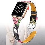 Armband Apple Watch Lederarmband 38mm 40mm 42mm 44mm, schmales Lederarmband für iWatch Series 5 4 3 2 1 Ersatzarmband Damen und Herren,42mm/44