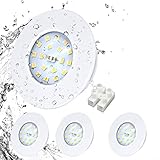 LED Einbaustrahler 230V Ultra Flach Bad Deckenleuchte mini Spot 60mm-65mm LED Einbauleuchten IP44 Warmweiß außen Strahler Badezimmer Lampe Set 4