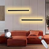 Lang Aussen LED Wandleuchte Innen mit Fernbedienung Dimmbar Wasserdicht IP65 Hintergrund Beleuchtung Wand Wandfluter Wandlampe Anthrazit Treppenhaus Schlafzimmer Wohnzimmer Badezimmer Schwarz,30