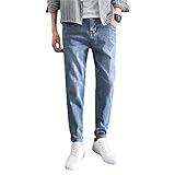 Feidaeu Denim-Hosen für Männer Herbst-lose, schmale, abgeschnittene Hose mit geradem Bein Retro-Abnutzungs-Widerstands-Jeans für Wilde Abnutzung