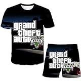 MYLZZ Grand Theft Auto V Kinder T-Shirt Shorts Set Sommer Zweiteiliges Set Für Jungen Und Mädchen, Sommer Badeanzug Set Für Freizeitsport (Stil 01,150)