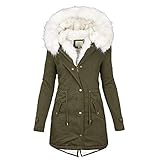 Darringls Winterjacken für Damen mit Fell Große Größen Günstig Wintermantal Damenmantel Parka Plüschjacke Fleecejack Damenjacke Plüschmantel Kapuzenjacke Winterparka D