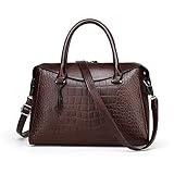 HUNEKBT Handtaschen & Umhängetaschen， Vintage Handtaschen-Frauen Luxuxkrokodil Muster-Leder-Handtaschen-Frauen-Damen Big Schultertasche Große (Color : Brass)
