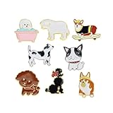 Amosfun 8 stücke Hund emaille pin Cartoon brosche pins emaille broschen anstecknadeln Kleidung Taschen Dekoration Geschenk für mädchen Frauen(Zufälliger Stil)
