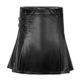 iiniim Herren Gladiator Rock Wetlook Plissee Rock Gothic Schottischer Kilt Kurz Rock Tanz Party Clubwear M-XL Schwarz XL