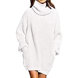 GYQWJPC Pullover Lose Rollkragenkleiderinnen lose übergroße Übergroße langärmlige Strickpullover Midi Pullover-Kleid Damenpullover (Color : Blue, Size : S)