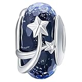 Sternschnuppe Glas Perle Murano Charm für Pandora 925 Sterling Silb