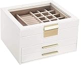 ILYF Schmuck organisieren Schmuckaufbewahrungsbox 2 Schubladen Paar Geschenke Geeignet für Damen und Mädchen (Grau) (Color : E)