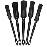 5 Stück/Set Auto-Reinigungsbürste, Asudaro Auto-Detail-Pinsel 3 Wildschweinhaarbürsten und 2 ultra-weiche Bürsten Auto-Reinigungsbürsten mit Detailing-Bürsten Auto-Innenreinigungs-Bürste,Schw